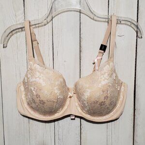 NEW Victoria's Secret Bra 36DD Beige Nude Lace Lined Demi Body By Victoria